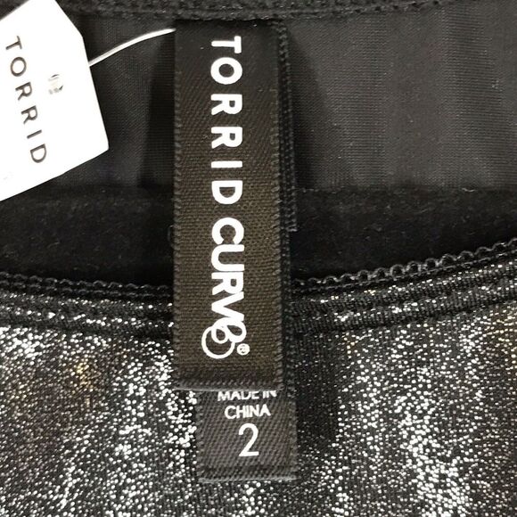 Torrid Curve Women's Black Shimmer Crop Top Size 2X Under It All Long Sleeve - Picture 9 of 10